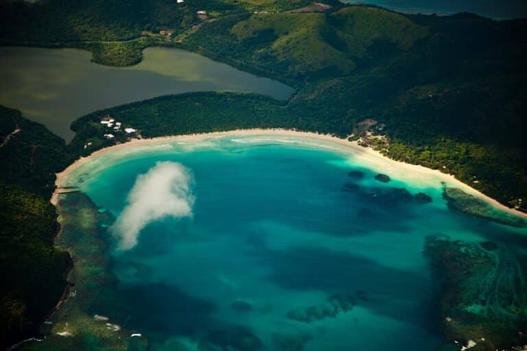 The white sand and turquoise water of Flamenco Beach on Culebra Island, Puerto Rico