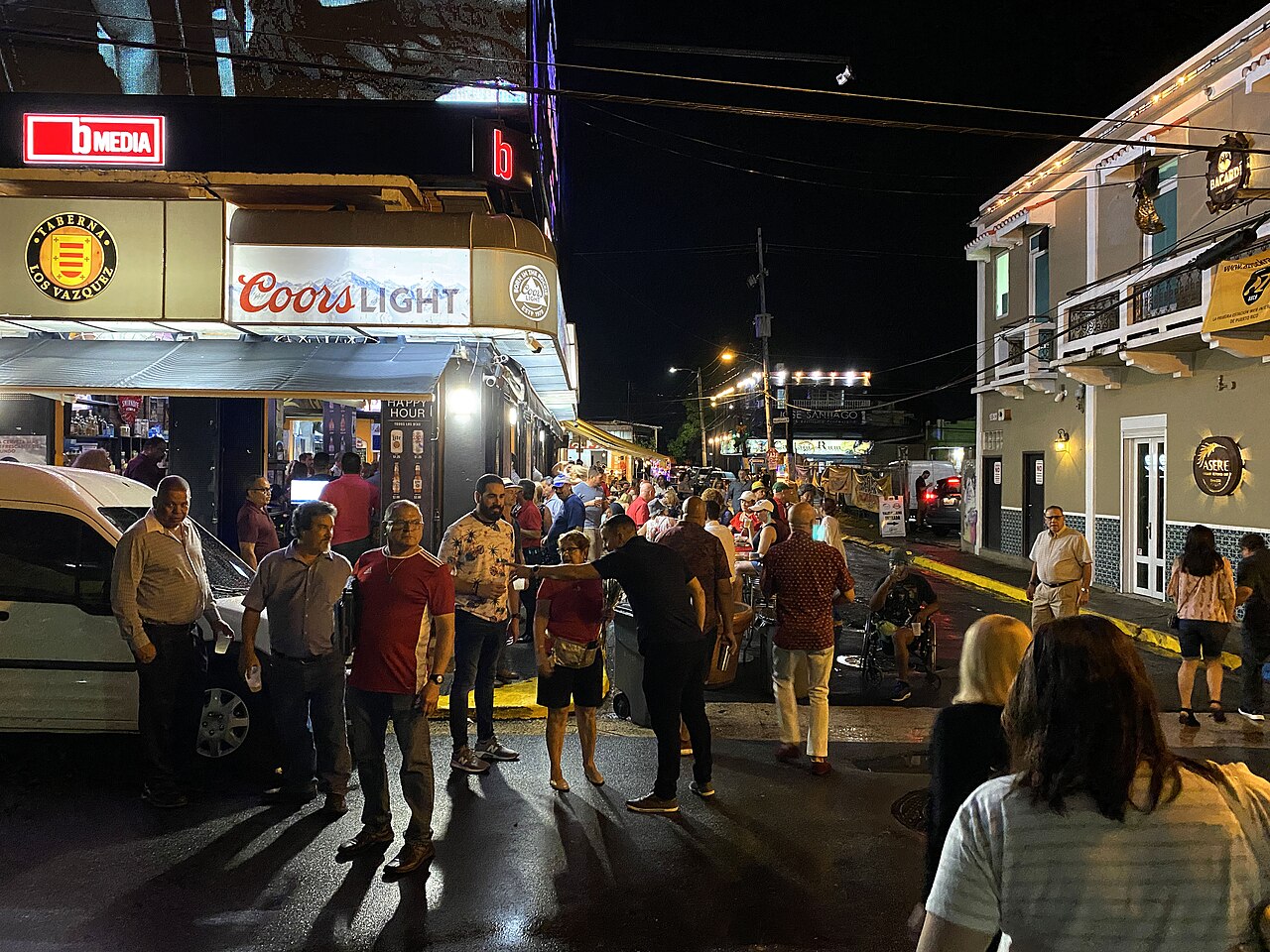 The Plaza del Mercado de Santurce market building in San Juan, Puerto Rico, ringed by restaurants and bars